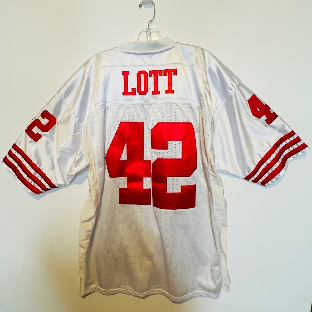 Mitchell Ness Ronnie Lott 42 San Francisco 49ers Football Jersey White Red Men - Picture 4 of 12